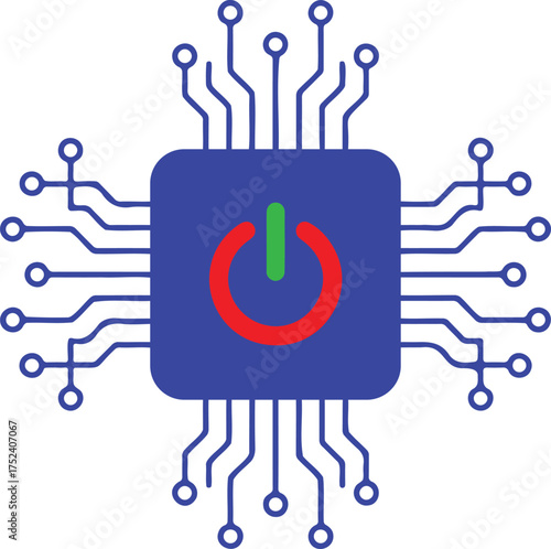 Abstract power button chip circuit board technology symbol