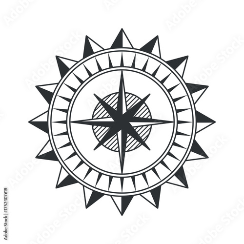 Orientation compass nautical attribute black-and-white