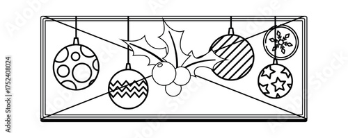 Christmas greeting card envelop black-and-white