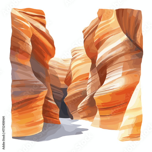 Antelope Canyon. Antelope Canyon hand drawn watercolor illustration