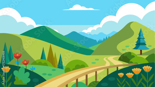 A scenic viewpoint overlooking rolling hills and valleys filled with wildflowers and unique fauna encouraging visitors to appreciate and protect natural landscapes.