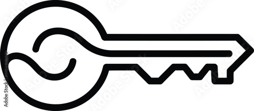 Vector art of minimalist key icon, depicting security, access, and unlocking concepts in a simple design