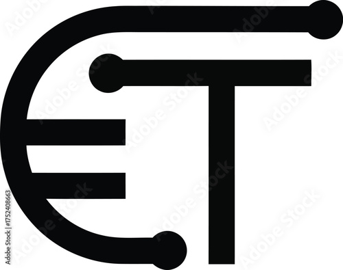 Vector art of abstract et letter, symbolizing technology, innovation, and modern communication