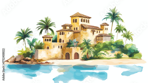 San Juan. San Juan hand drawn watercolor illustration
