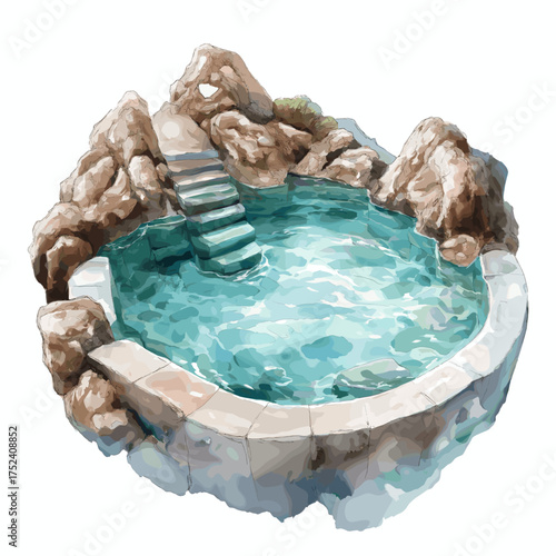 The Baths in Virgin Gorda. The Baths in Virgin Gorda hand drawn watercolor illustration