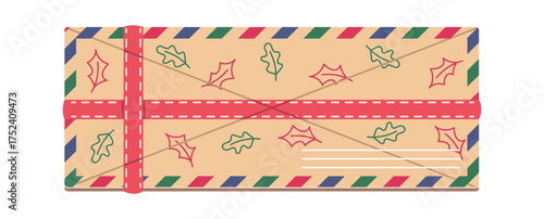 Vintage Christmas envelop fallen leaves