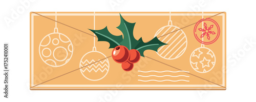 Christmas envelop with mistletoe decoration
