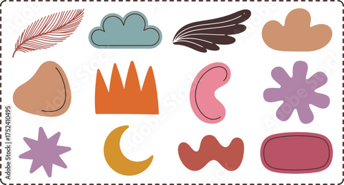 Vector art of collection of hand drawn shapes for decoration