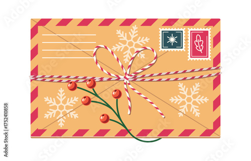 Festive Christmas envelop holiday correspondence