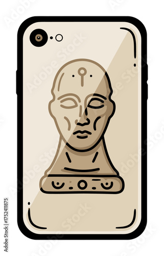 21st Century Relic: Smartphone in Glass, Vector Illustration
