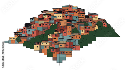 Abstract Geometric Favela Pattern - Minimalist Colorful Stacked Rectangles Vector