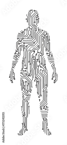 Ghost in the Machine Circuit Board Silhouette Vector