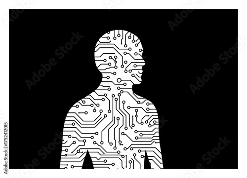 Ghost in the Machine Circuit Board Silhouette Vector