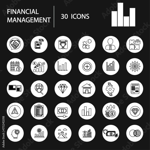Business and finance outline icons set business strategy and business concepts