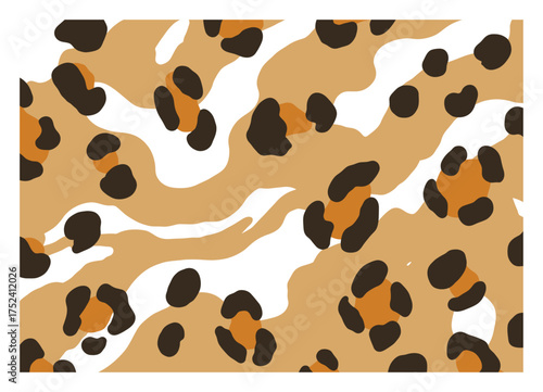 Abstract Leopard Camouflage Pattern - Minimalist Vector Graphic, High Contrast