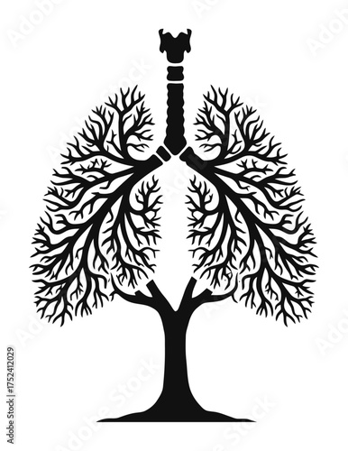 Minimalist Lungs as Tree Vector: Bronchial System, Healthy Lungs Concept