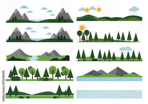 Minimalist Nature Landscape Kit - Swappable Vector Elements