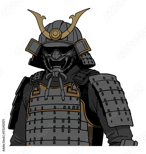 Samurai Mech Armor Vector Design - Sci-Fi Feudal Japanese Robot Suit