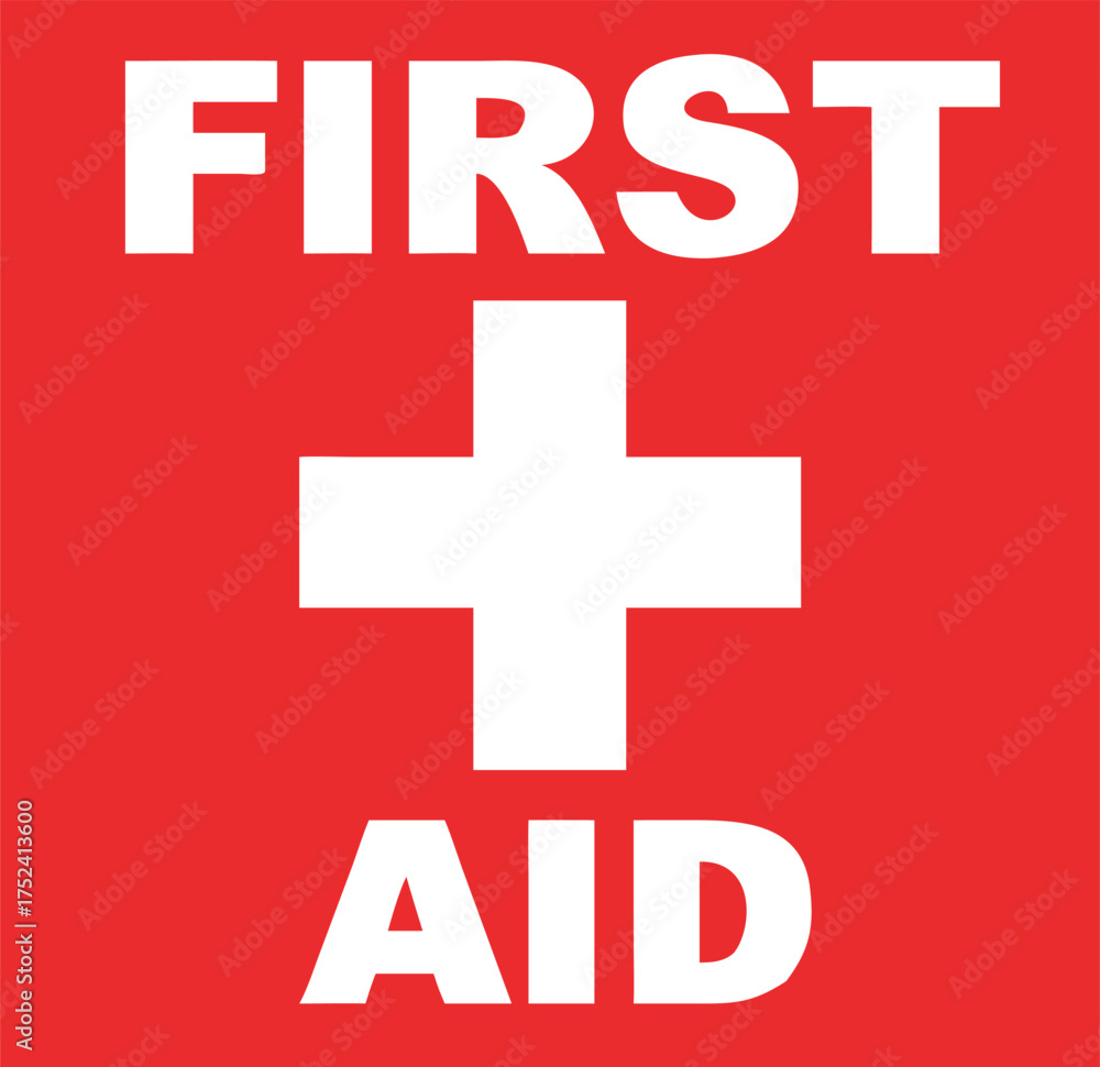Obraz premium First aid symbol red cross emergency medical care health safety signage vector