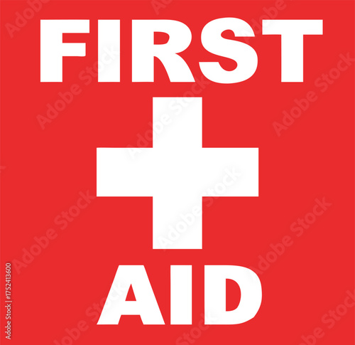 First aid symbol red cross emergency medical care health safety signage vector