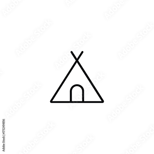 Tipi Tent Icon with Crossed Poles