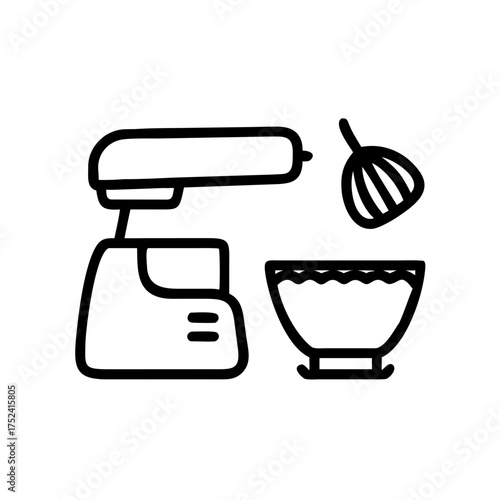 Hand mixer with bowl and whisk, kitchen appliance