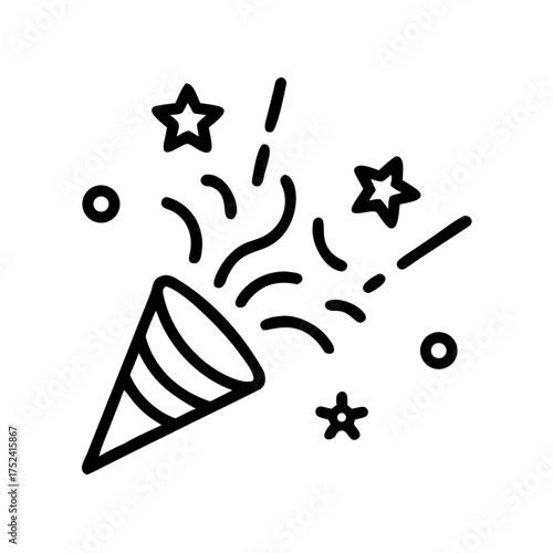 Confetti popper with stars and circles