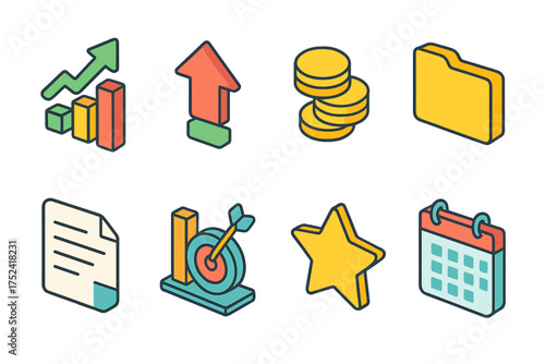 Business, finance outline icon set. corporate, financial analytics flat icons collection