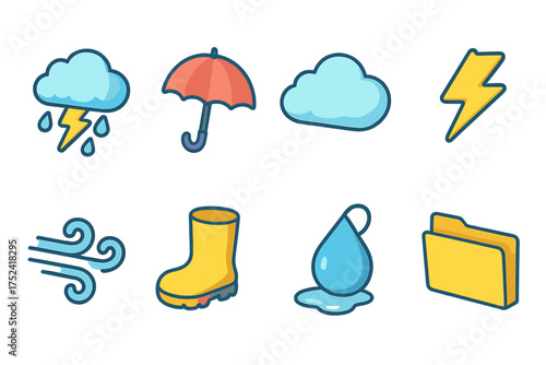 Weather, climate outline icon set. nature and season symbols in line style
