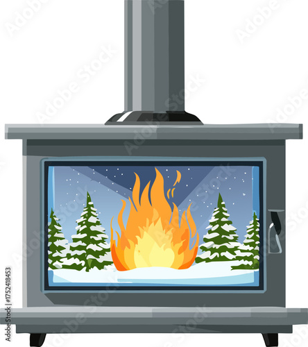 Yanan şömine sobası