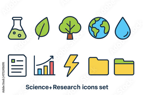Science and nature outline icon set. research, eco-friendly, environmental symbols collection