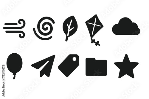 Nature and weather silhouette icon set: simple designs for web and print