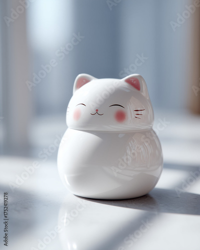 White ceramic fat cat figurine