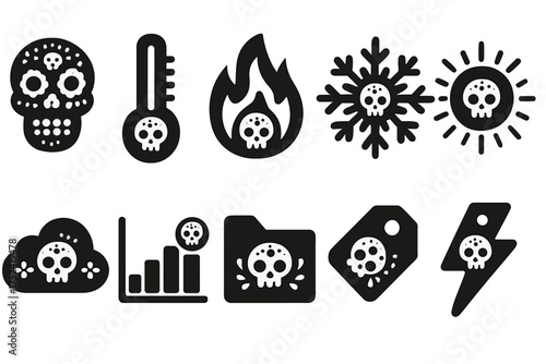 Day of the dead, halloween silhouette icon set. skull, festival icons collection