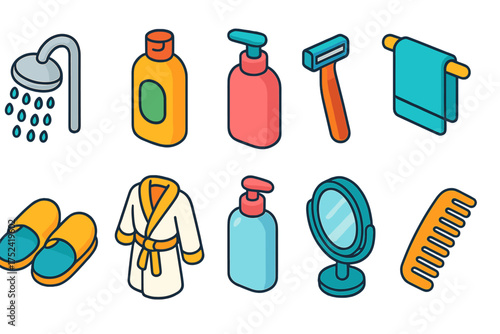 Bathroom essentials 3d icon set. personal care, hygiene 3d icons collection.