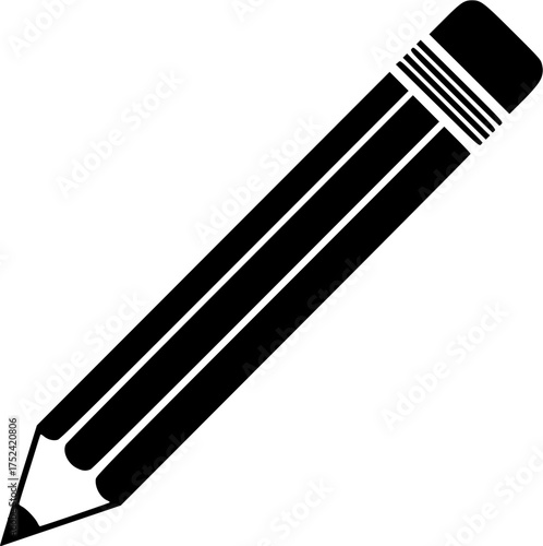 pencil with eraser icon in black and white color education icons school material tool
