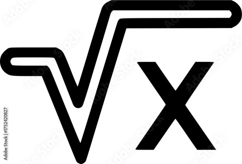 Square root icon, math symbol, line style. mathematics formula, science equal calculation. pictogram analysis for web and mobile app logo. vector illustration design on white background 