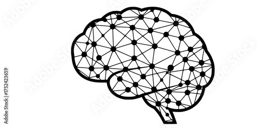 Brain Outline with Neural Connections Flat Vector for AI & Learning	