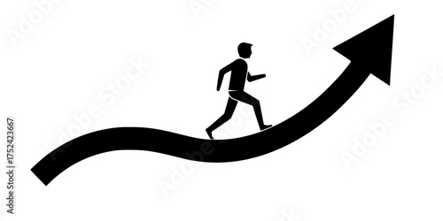 Person on Upward Arrow Path Flat Vector for Career & Personal Growth	