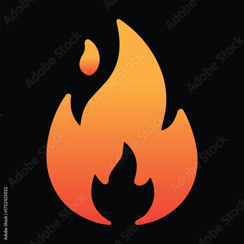 Vibrant isolated fire flame icon illustration, hot blazing heat and energy symbol, essential graphic for power, danger, and passion design projects, easily editable vector.