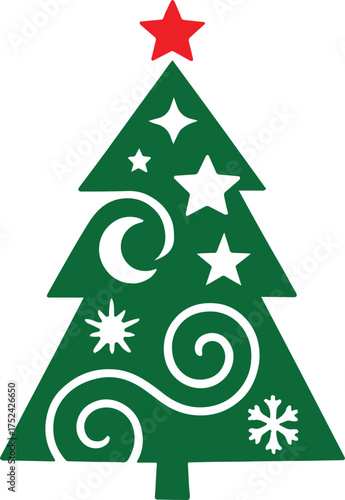 Stylized tree silhouette with vibrant color accents and minimalist design