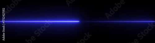 Vivid Blue Laser Beam Extending Horizontally Across a Deep Dark Blue Background with Faint Glow light