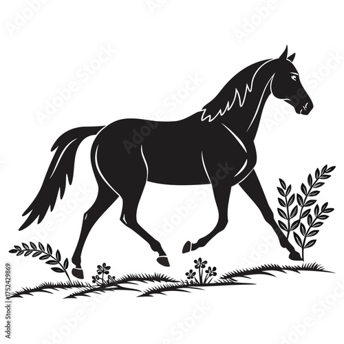 Horse trotting silhouette