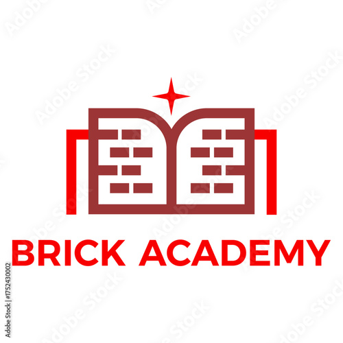 brick academy flat minimalist logo design