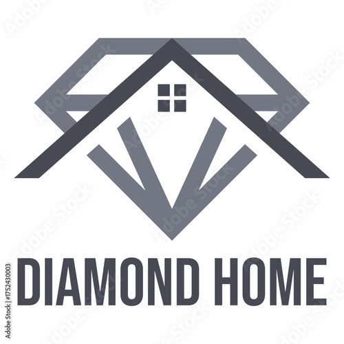 diamond house flat minimalist logo design