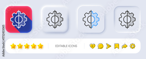 Transform line icon. Neumorphic, Flat shadow, 3d buttons. Digital transformation sign. Data tech symbol. Line transform icon. Social media icons. Vector
