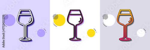 Wine glass line icon. Halftone dotted pattern. Gradient icon with grain shadow. Bordeaux glass sign. Line bordeaux glass icon. Various designs. Vector