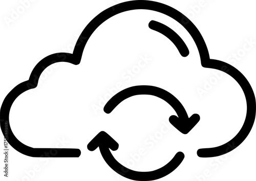 cloud sync icon on transparent background for apps and websites
