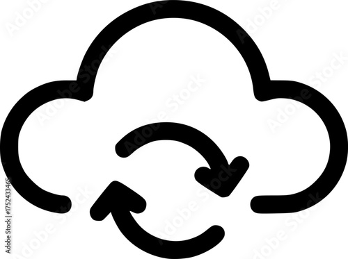 cloud sync icon on transparent background for apps and websites
