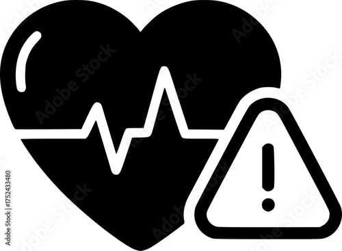heart with alert heart disease risk on transparent background for web and graphic design
